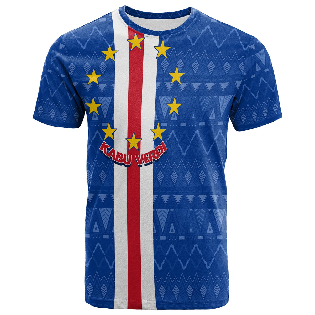 Cape Verde Ankara Pattern T Shirt Kabu Verdi Flag Simple Style - Wonder Print Shop