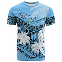 Turquoise Fiji Day T-shirt with tropical print and patterned side panels