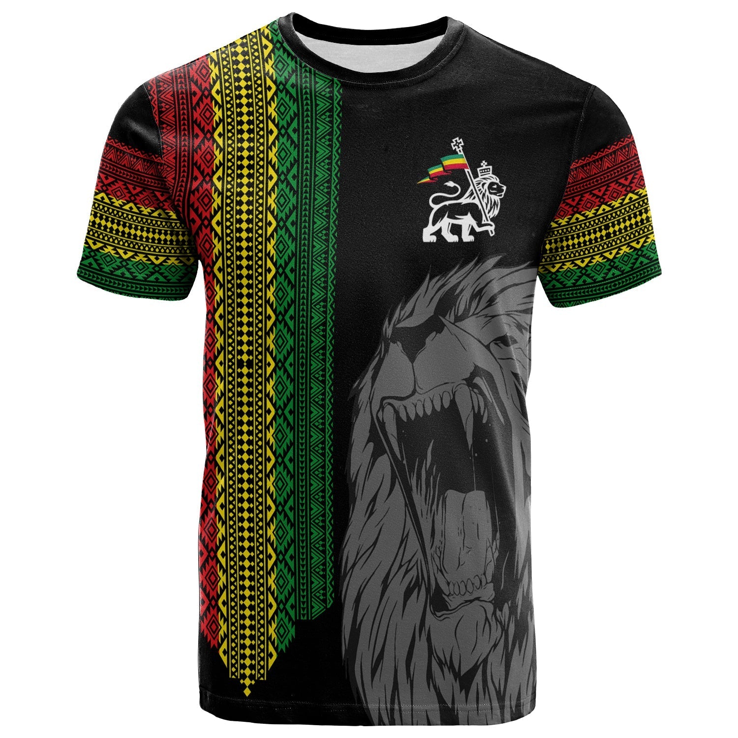 Ethiopia Patriot Day T Shirt Amharic Letters Roaring Lion - Wonder Print Shop