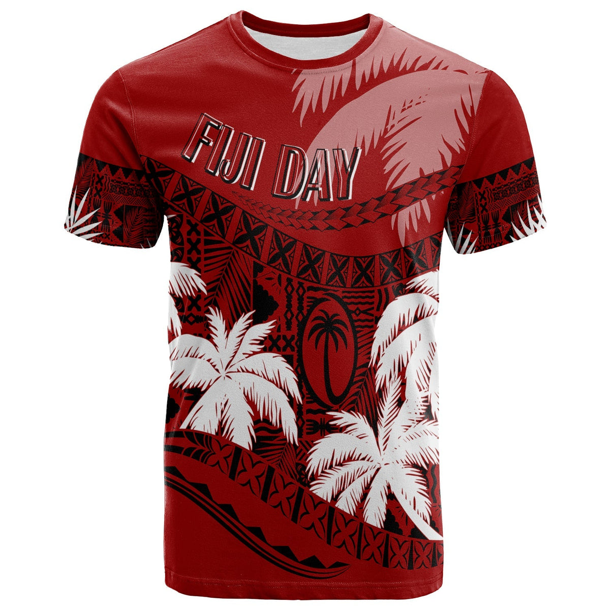 Personalised Fiji Day T Shirt Flying Fijians Masi Kesa Style Red - Wonder Print Shop
