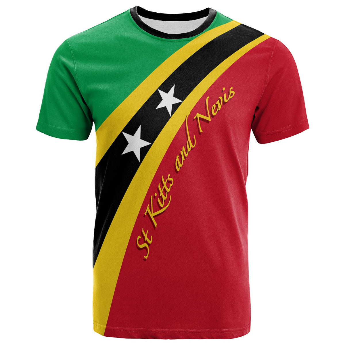 Saint Kitts and Nevis Personalised T Shirt SKN Flag Simple Style - Wonder Print Shop