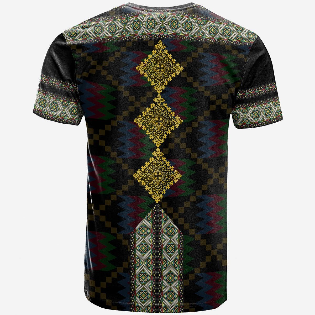 Eritrea Tilet Pattern T Shirt Eritrean Cross Black - Wonder Print Shop