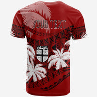 Red Fiji Day T-shirt with back crest and 'YOUR TEXT' personalization