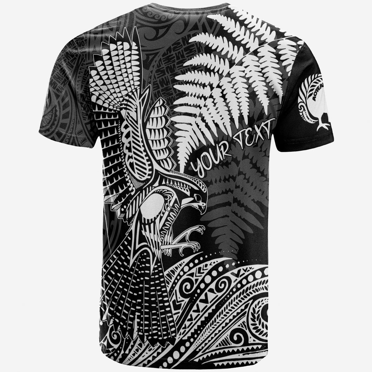 Custom Aotearoa Silver Fern T Shirt Flying Krearea - Wonder Print Shop