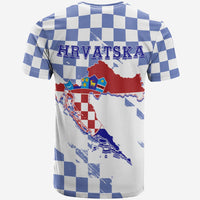 Croatia T Shirt Checkerboard Grunge Style Blue Color - Wonder Print Shop