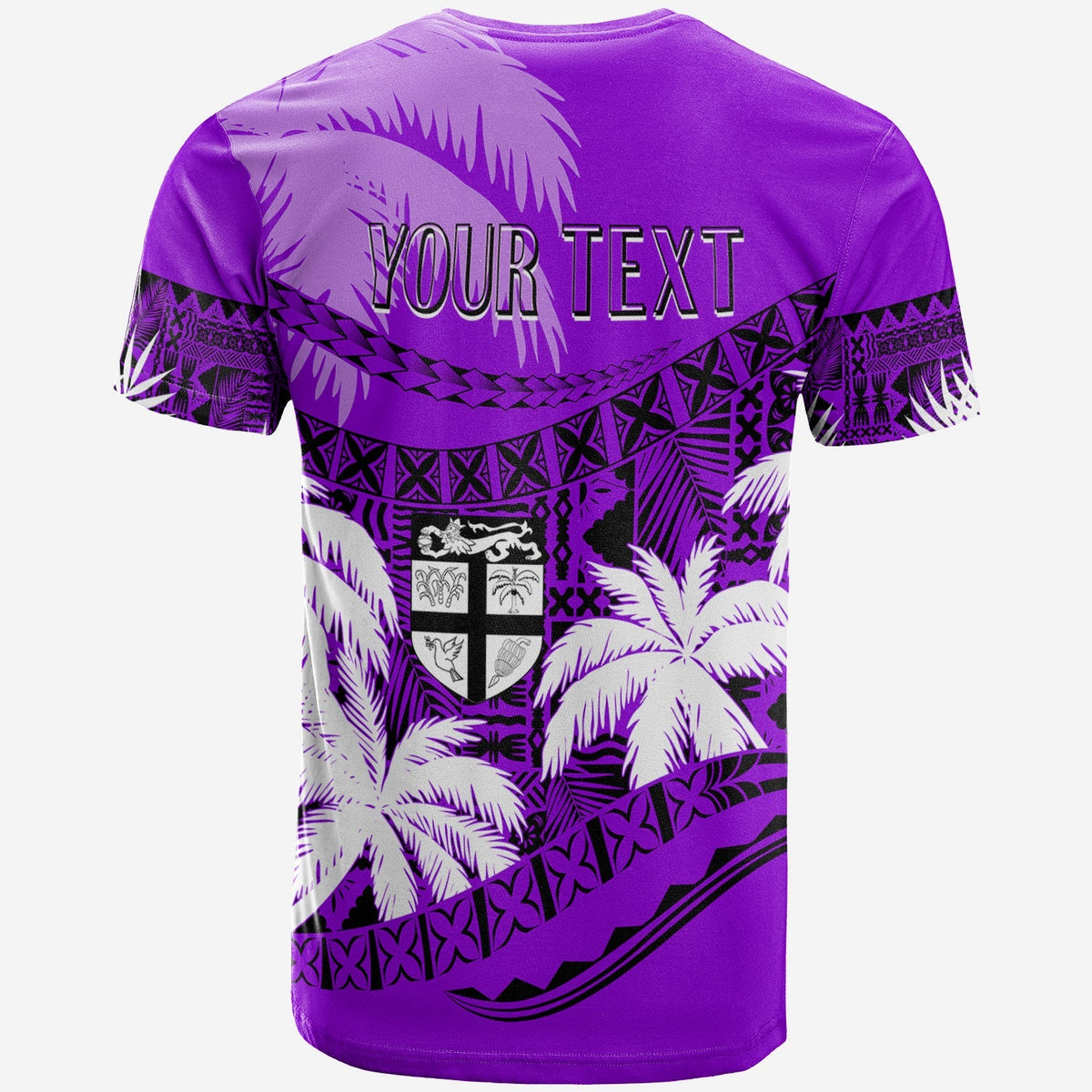 Personalised Fiji Day T Shirt Flying Fijians Masi Kesa Style Violet - Wonder Print Shop