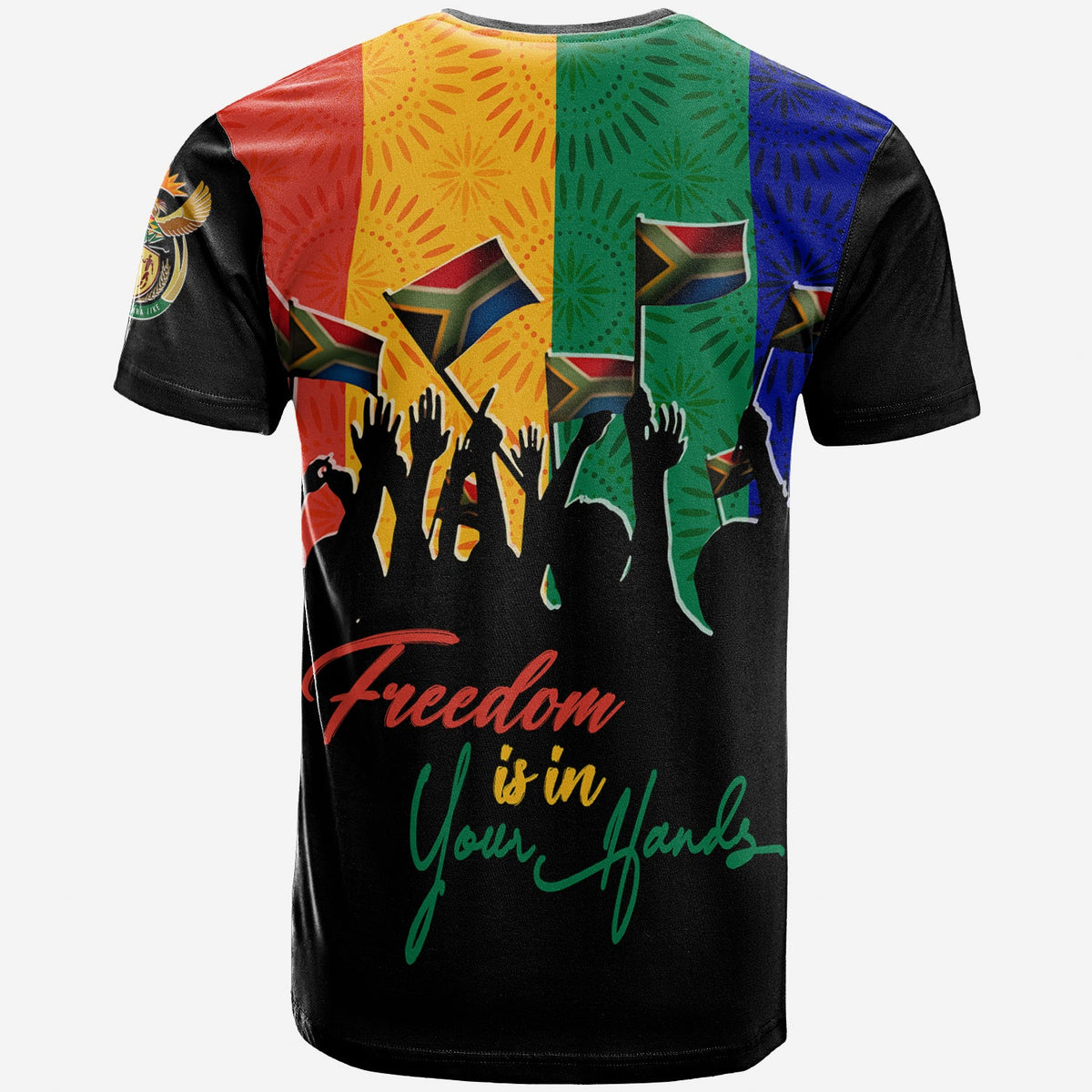 Shweshwe Pattern South Africa Freedom Day T Shirt Freedom Is In Your Hands - Wonder Print Shop