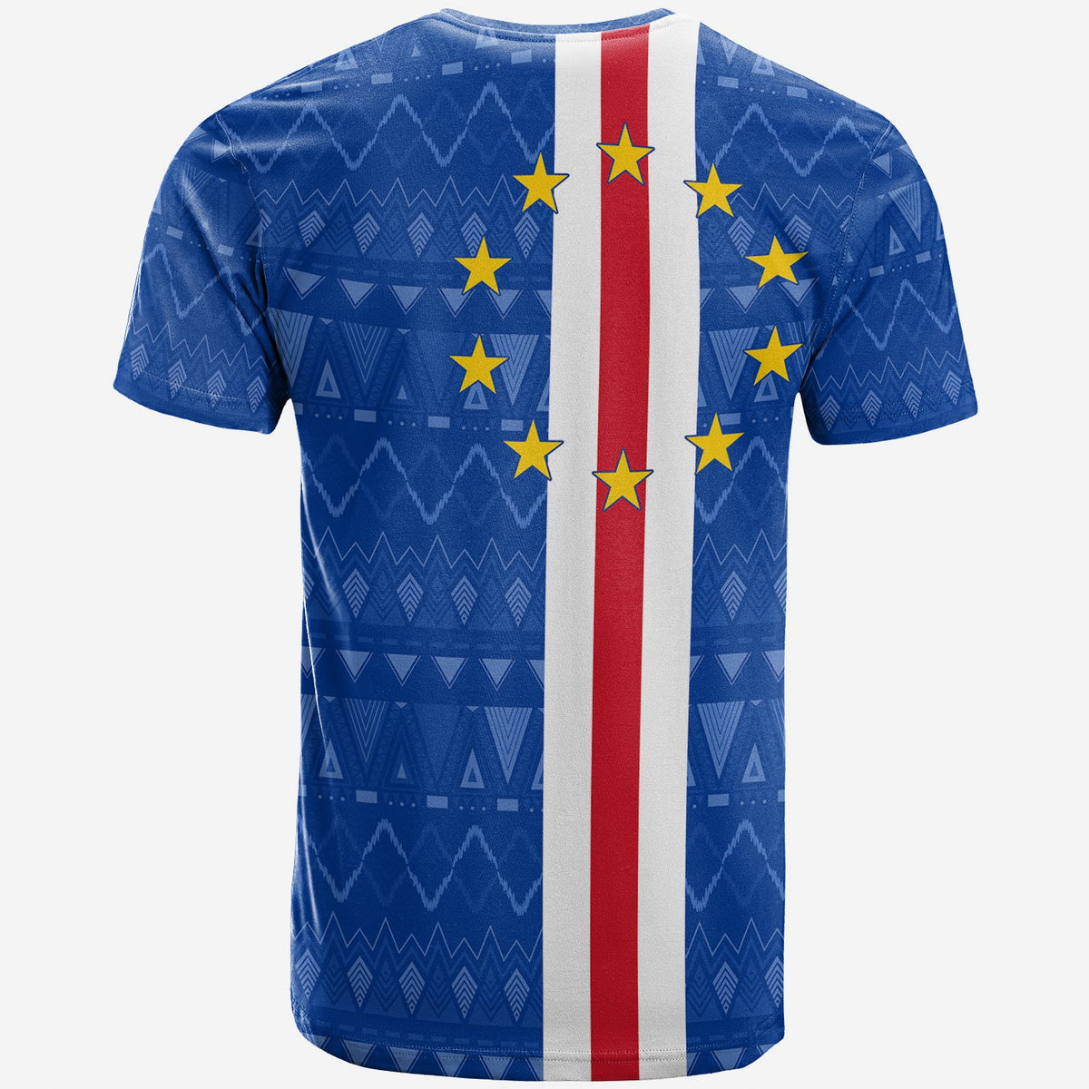 Cape Verde Ankara Pattern T Shirt Kabu Verdi Flag Simple Style - Wonder Print Shop
