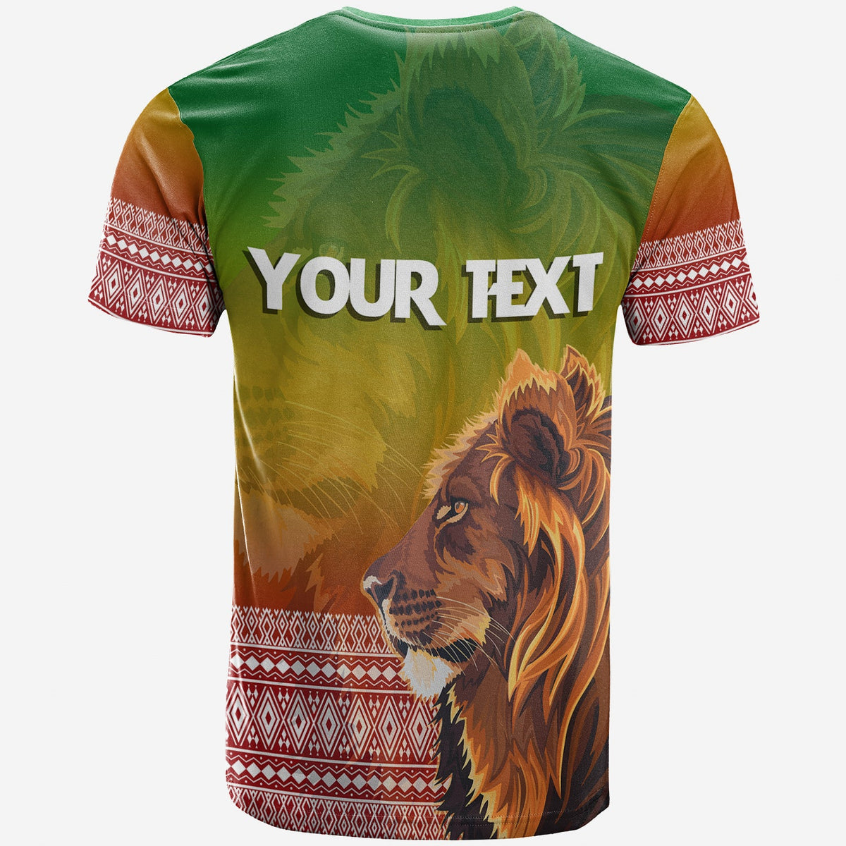 Custom Ethiopia Lion Of Judah T Shirt Ethiopia Flag Gradient - Wonder Print Shop