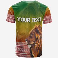 Custom Ethiopia Lion Of Judah T Shirt Ethiopia Flag Gradient - Wonder Print Shop