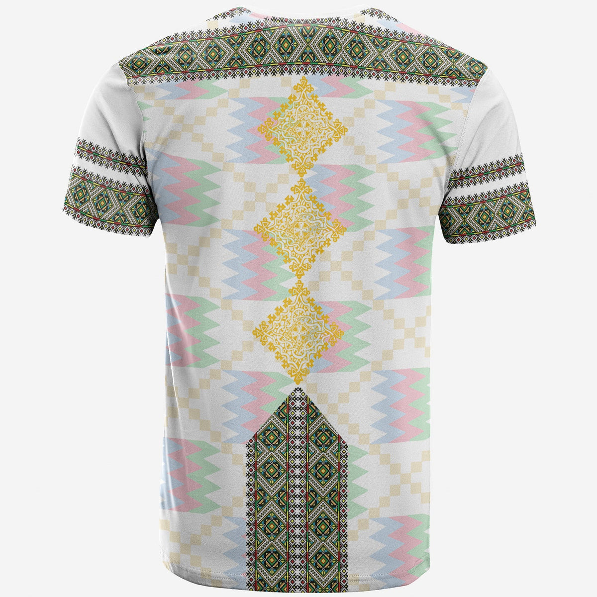 Eritrea Tilet Pattern T Shirt Eritrean Cross White - Wonder Print Shop