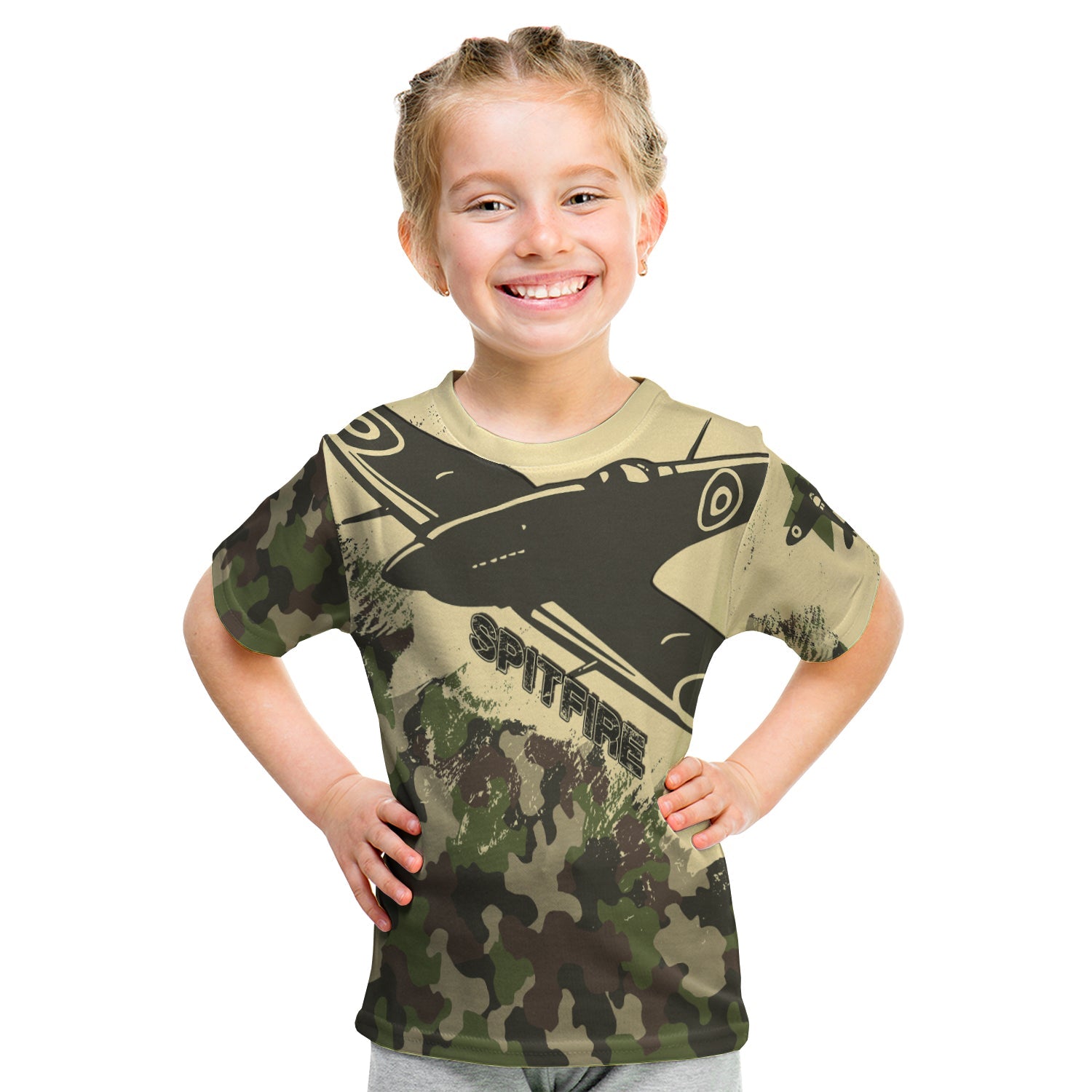 Submarine Spitfire Camouflage KID T shirt Reach For The Sky - Wonder Print Shop