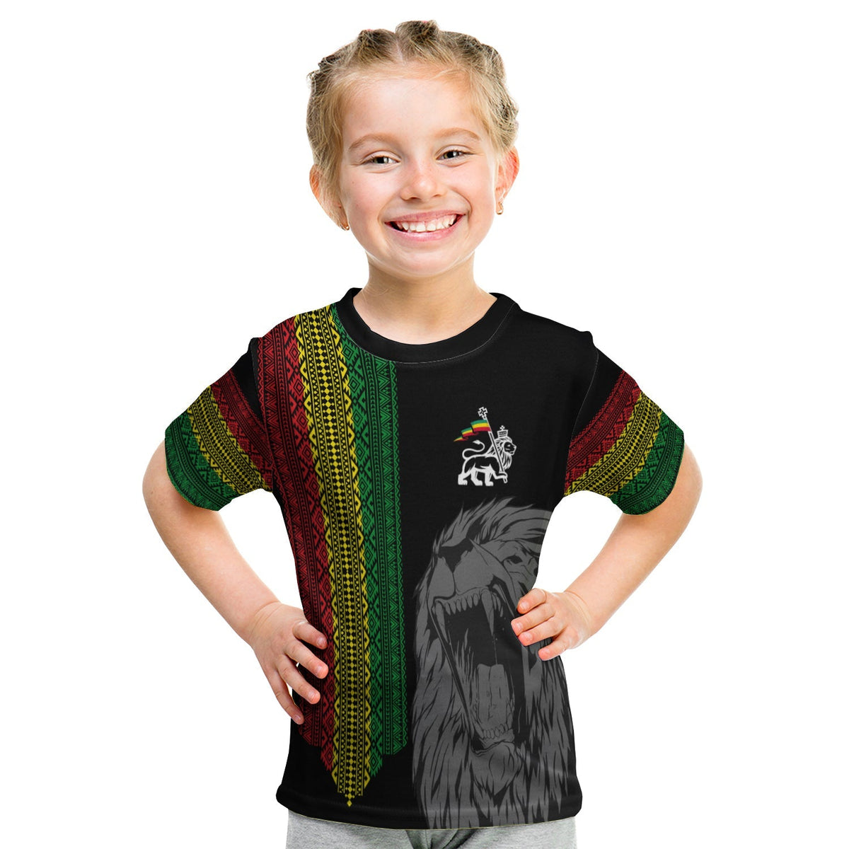 Ethiopia Patriot Day Personalised T Shirt Roaring Lion - Wonder Print Shop