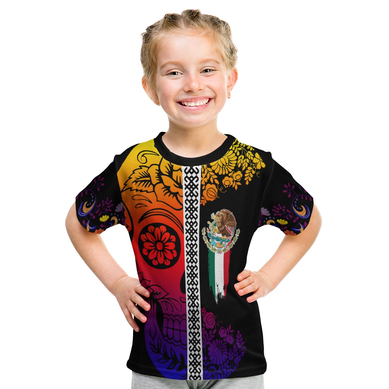Mexican Dia de Muertos Sugar Skull KID T shirt Viva Mexico - Wonder Print Shop
