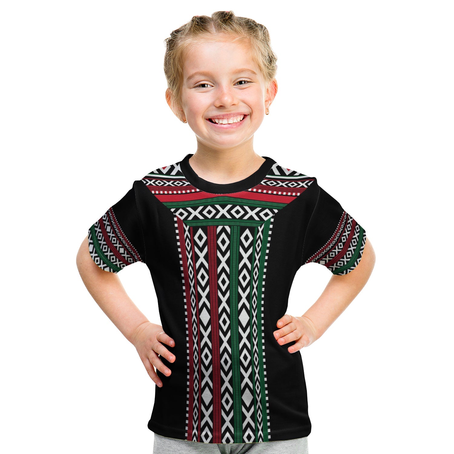 Kuwait Al Sadu Pattern KID T Shirt Modern Style - Wonder Print Shop