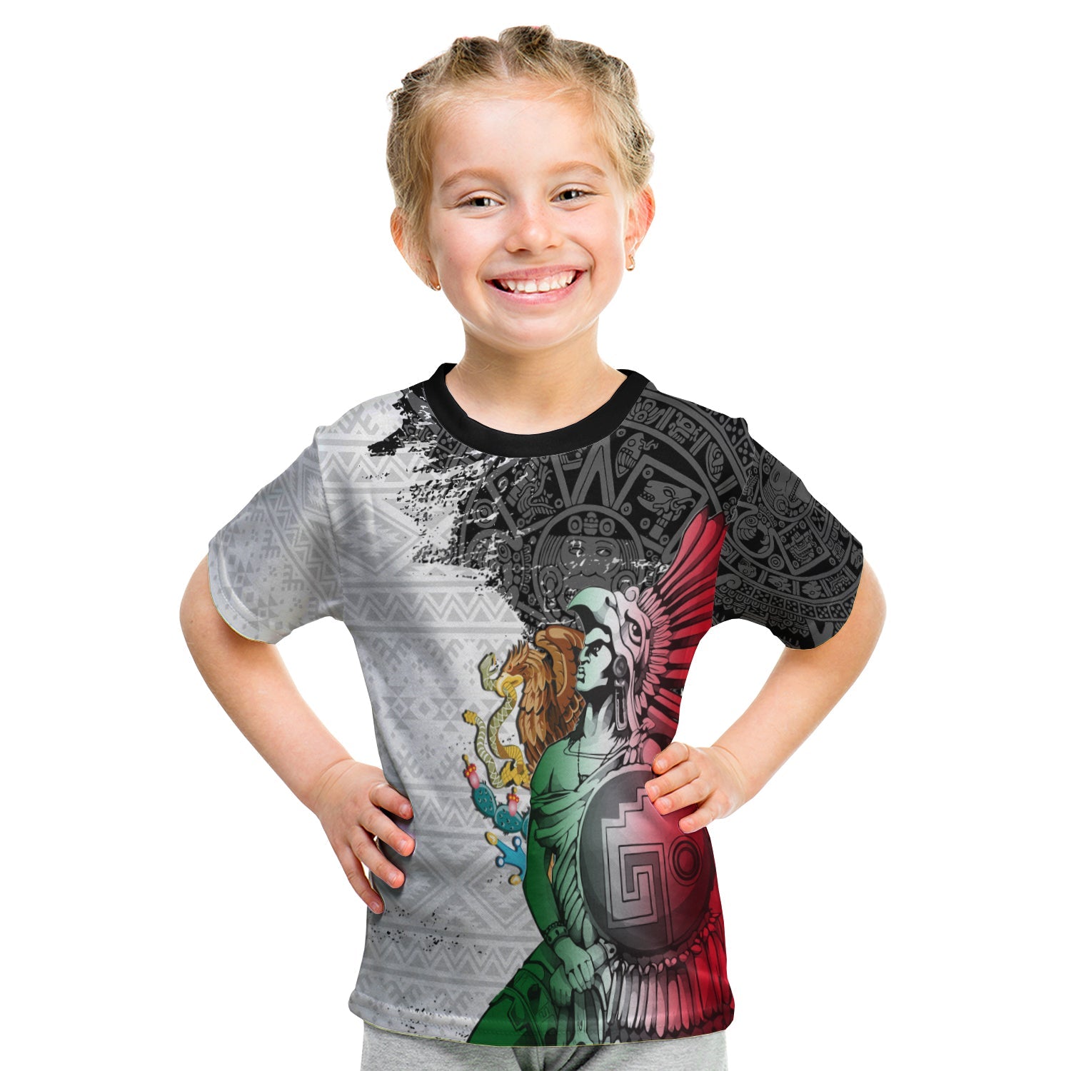 (Custom Personalised) Mexican Tribal Aztec Warriors KID T Shirt Eagle Warriors - Wonder Print Shop