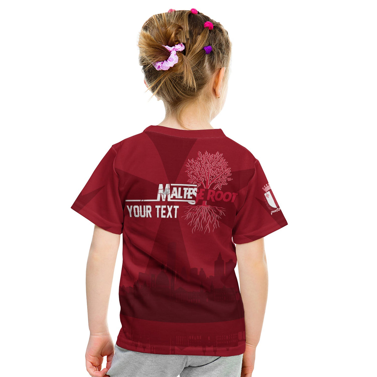 (Custom Personalised) Malta Valletta Skyline KID T Shirt Maltese Cross - Wonder Print Shop