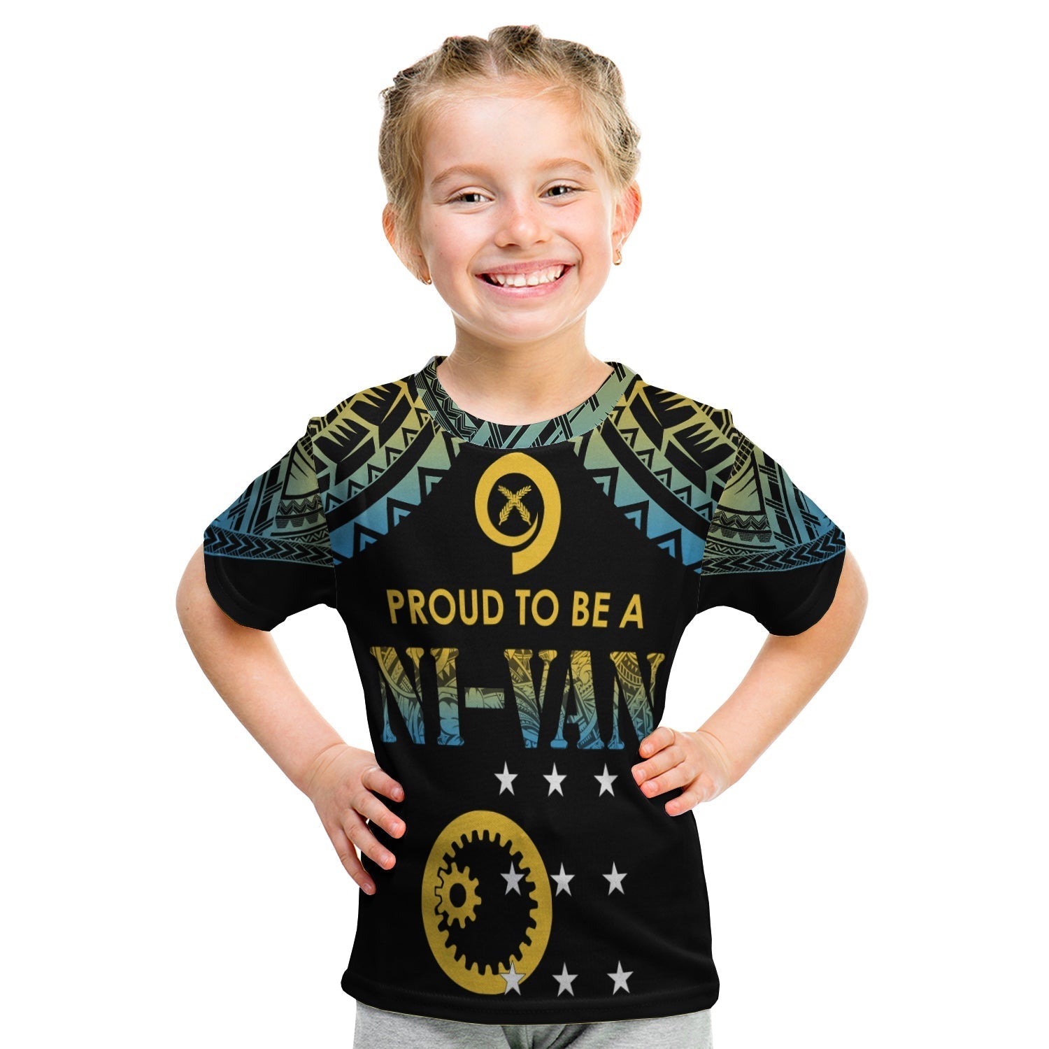 Vanuatu Proud To Be A Ni-Van - Polynesian Pattern T Shirt KID - Sanma Province - Wonder Print Shop