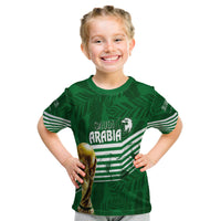 Personalised Saudi Arabia World Cup 2022 T Shirt KID Green Falcons - Wonder Print Shop