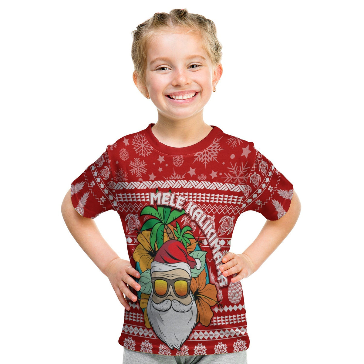 Hawaii Christmas T Shirt KID Mele Kalikimaka - Tropical Santa - Wonder Print Shop
