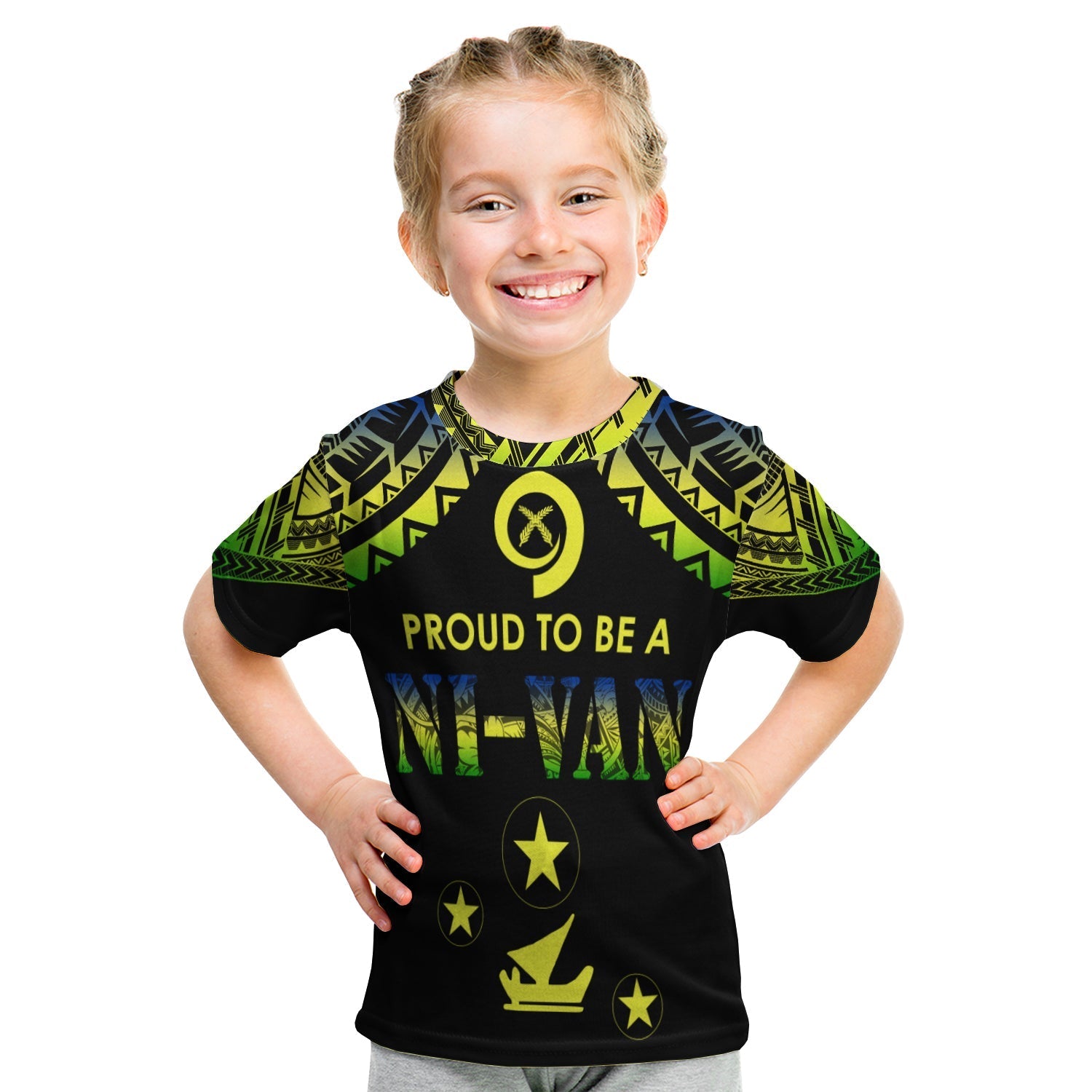 Vanuatu Proud To Be A Ni-Van - Polynesian Pattern T Shirt KID - Malampa Province - Wonder Print Shop