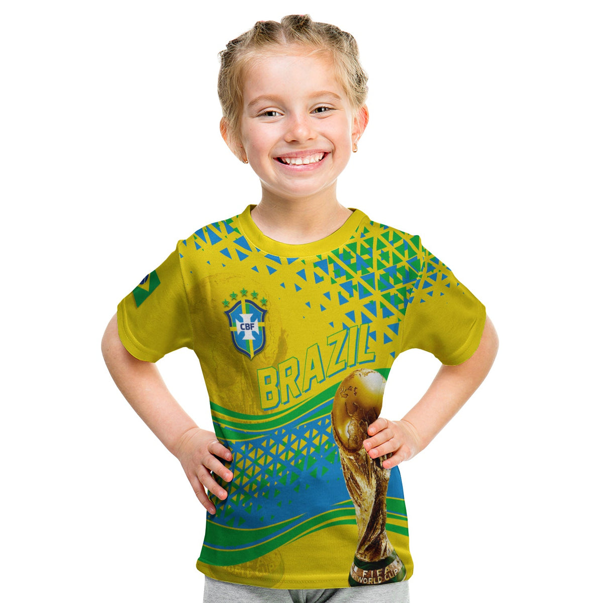 Personalised Brazil T Shirt KID World Cup 2022 - Champions - Wonder Print Shop