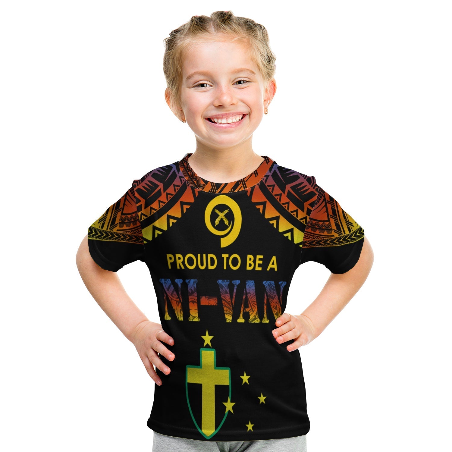 Vanuatu Proud To Be A Ni-Van - Polynesian Pattern T Shirt KID - Tafea Province - Wonder Print Shop