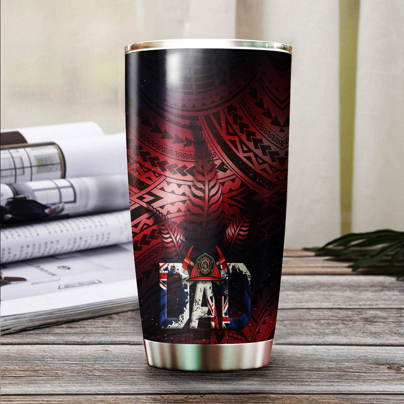 custom-personalised-fathers-day-new-zealand-firefighter-dad-tumbler-maori-pattern