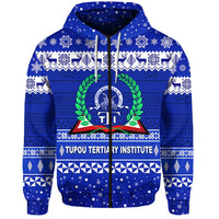 Custom Tupou Tertiary Institute Christmas Tonga Zip Hoodie Simple Style LT8 - Wonder Print Shop