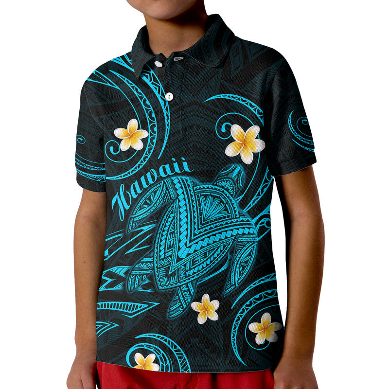 Hawaii Polo Shirt Hawaiian Turtle Plumeria Mixed Polynesian Turquoise Style - Wonder Print Shop