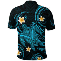 Hawaii Polo Shirt Hawaiian Turtle Plumeria Mixed Polynesian Turquoise Style - Wonder Print Shop