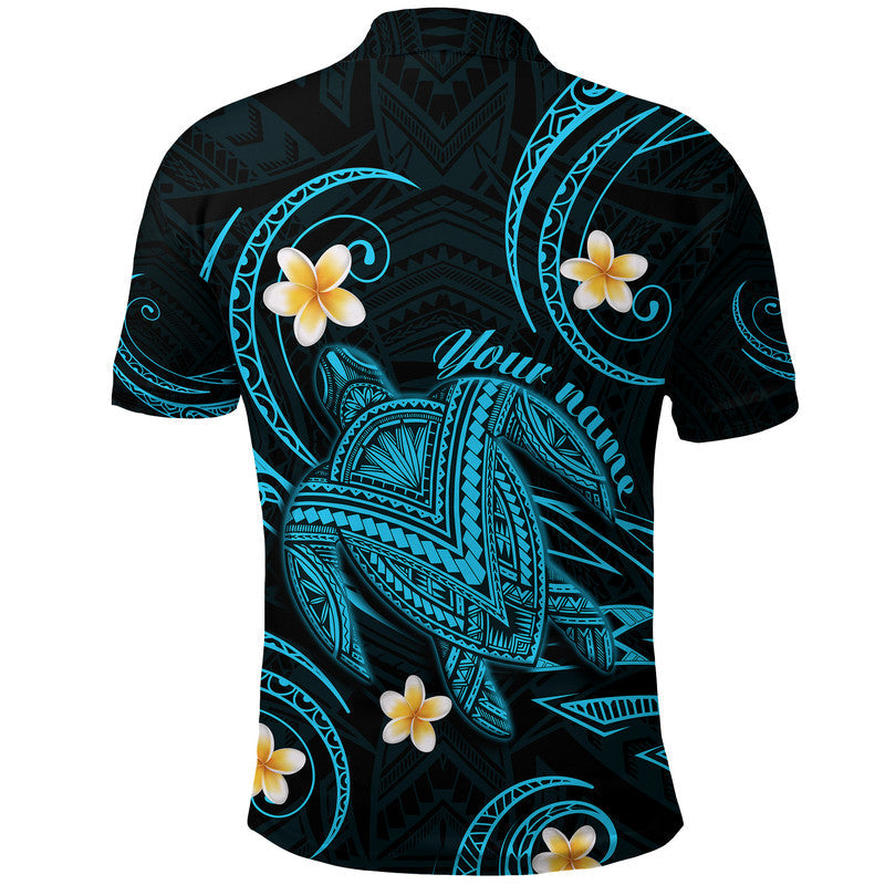 Custom Hawaii Polo Shirt Hawaiian Turtle Plumeria Mixed Polynesian Turquoise Style - Wonder Print Shop