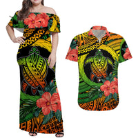 Polynesian Turtle Matching Hawaiian Shirt And Dress Circle Turtle Hibiscus Reggae LT9 - Wonder Print Shop