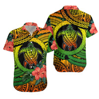 Polynesian Turtle Matching Hawaiian Shirt And Dress Circle Turtle Hibiscus Reggae LT9 - Wonder Print Shop