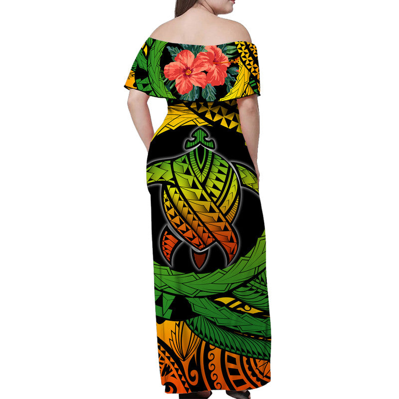 Polynesian Turtle Matching Hawaiian Shirt And Dress Circle Turtle Hibiscus Reggae LT9 - Wonder Print Shop