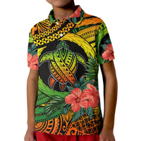 Polynesian Turtle Polo Shirt Circle Turtle Hibiscus Reggae - Wonder Print Shop