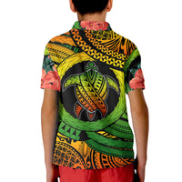 Polynesian Turtle Polo Shirt Circle Turtle Hibiscus Reggae - Wonder Print Shop