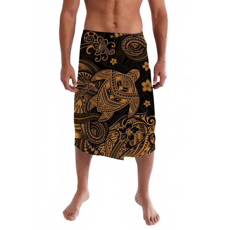Hawaii Turtle Polynesian Lavalava Plumeria Flower Unique Style - Gold LT8 - Wonder Print Shop