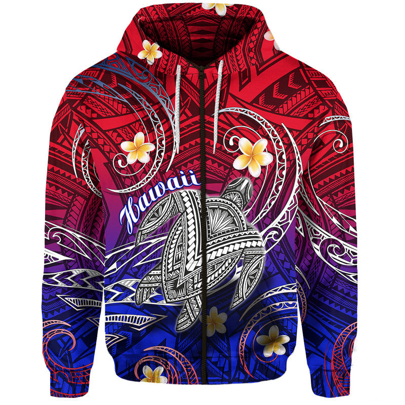 Hawaii Hoodie Hawaiian Turtle Plumeria Mixed Polynesian Style - Wonder Print Shop