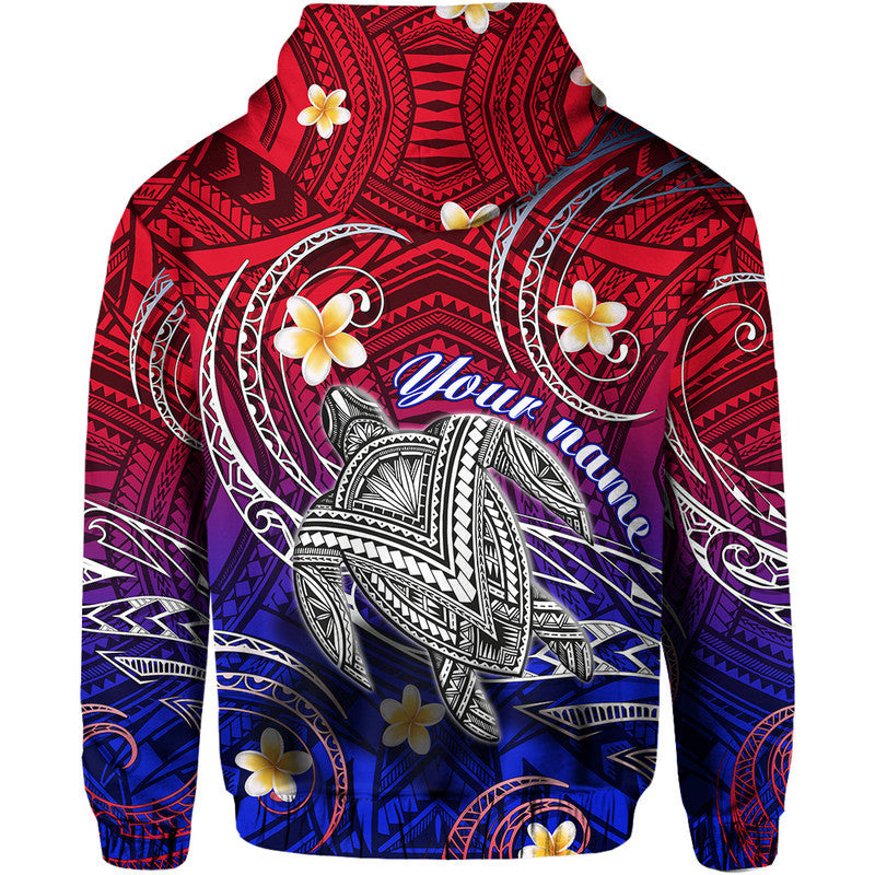 Custom Hawaii Hoodie Hawaiian Turtle Plumeria Mixed Polynesian Style - Wonder Print Shop