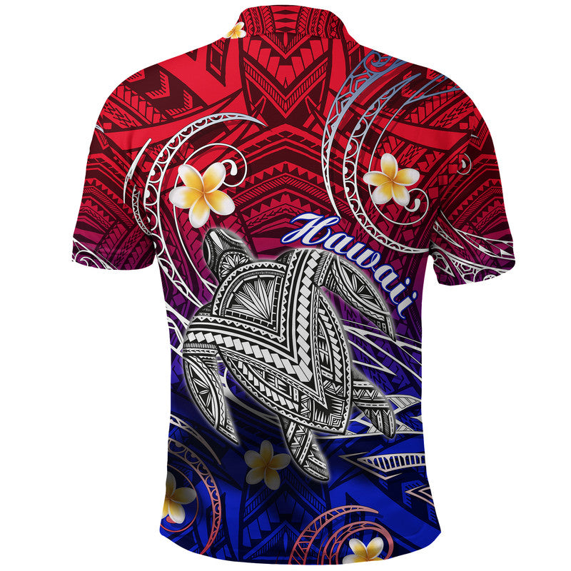 Hawaii Polo Shirt Hawaiian Turtle Plumeria Mixed Polynesian Style - Wonder Print Shop