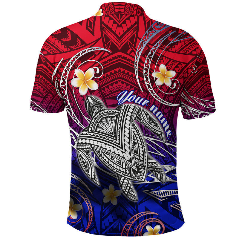 Custom Hawaii Polo Shirt Hawaiian Turtle Plumeria Mixed Polynesian Style - Wonder Print Shop