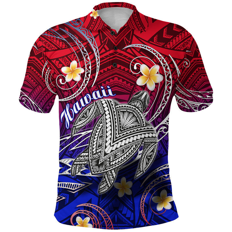 Hawaii Polo Shirt Hawaiian Turtle Plumeria Mixed Polynesian Style - Wonder Print Shop