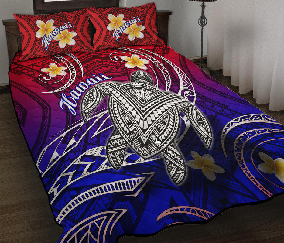 Hawaii Quilt Bed Set Hawaiian Turtle Plumeria Mixed Polynesian Style - Wonder Print Shop