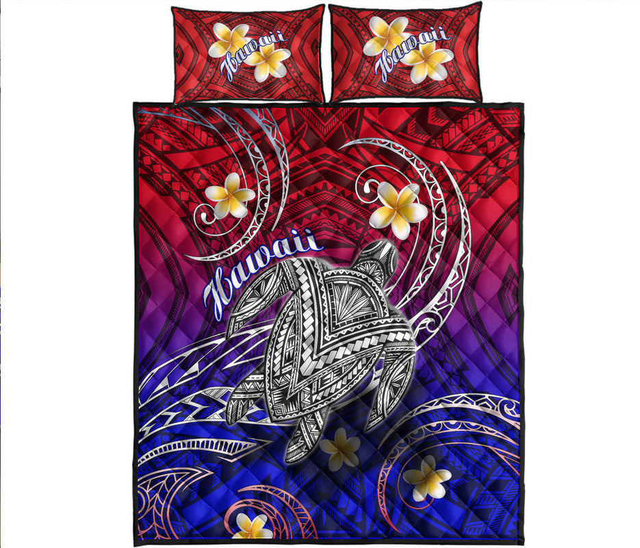 Hawaii Quilt Bed Set Hawaiian Turtle Plumeria Mixed Polynesian Style - Wonder Print Shop