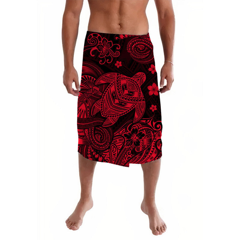 Hawaii Turtle Polynesian Lavalava Plumeria Flower Unique Style - Red LT8 - Wonder Print Shop