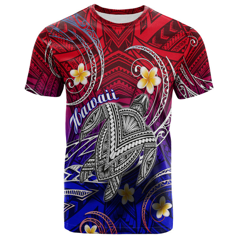 Custom Hawaii T Shirt Hawaiian Turtle Plumeria Mixed Polynesian Style - Wonder Print Shop