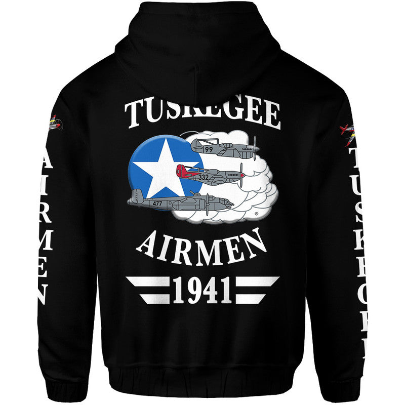 Custom Tuskegee Airmen Hoodie The Red Tails Simplified Vibes Black LT8 - Wonder Print Shop
