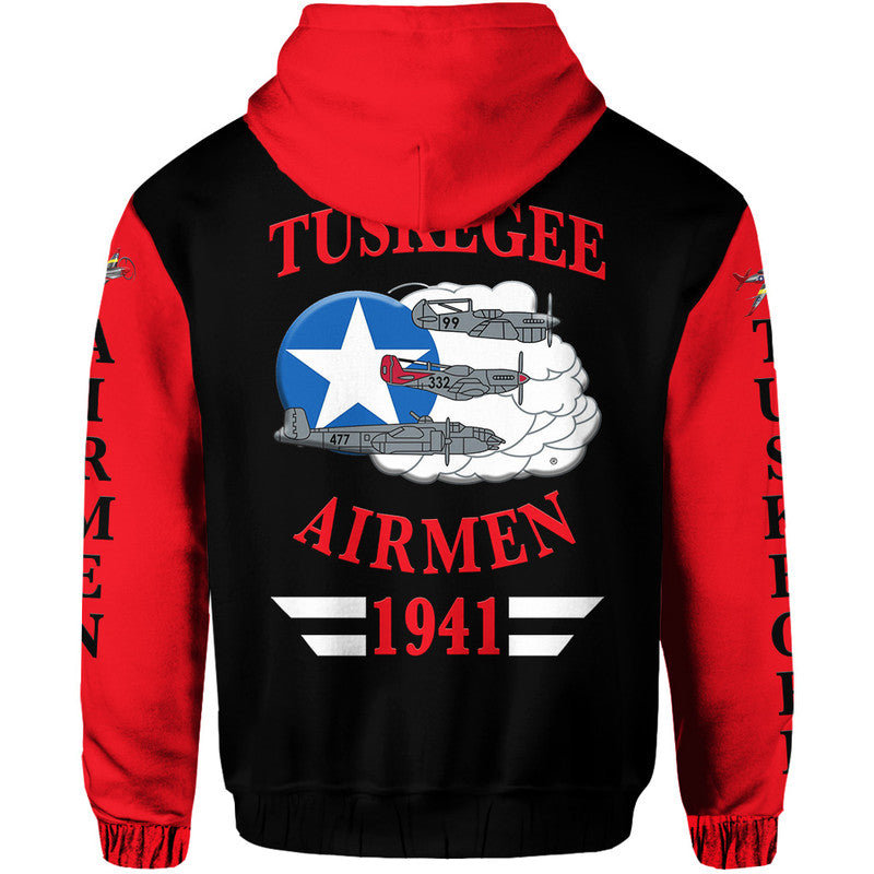 Custom Tuskegee Airmen Hoodie The Red Tails Simple Style Black Red LT8 - Wonder Print Shop