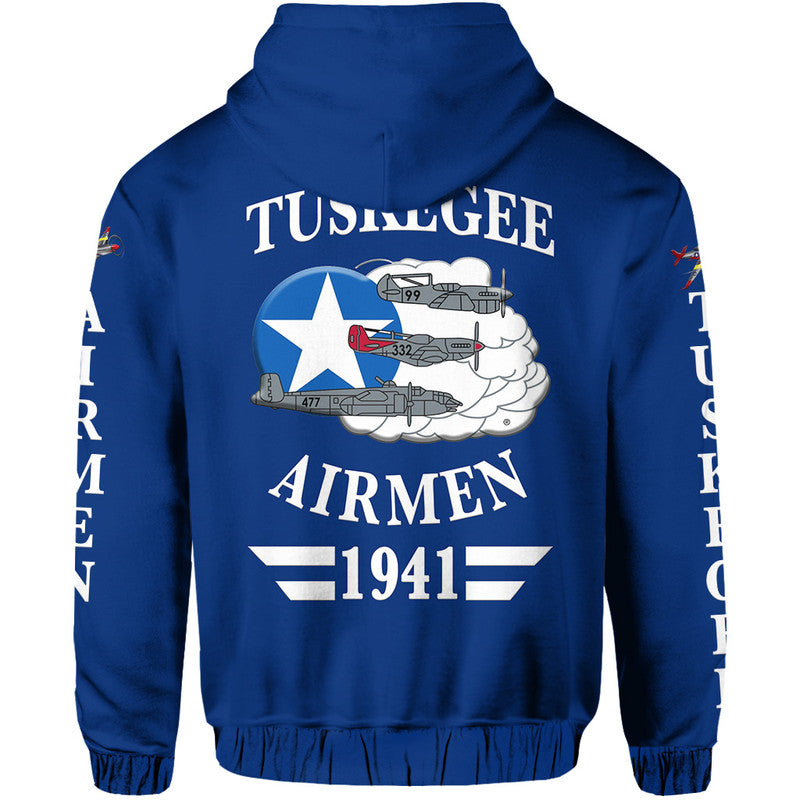 Custom Tuskegee Airmen Hoodie The Blue Tails Simplified Vibes Blue LT8 - Wonder Print Shop